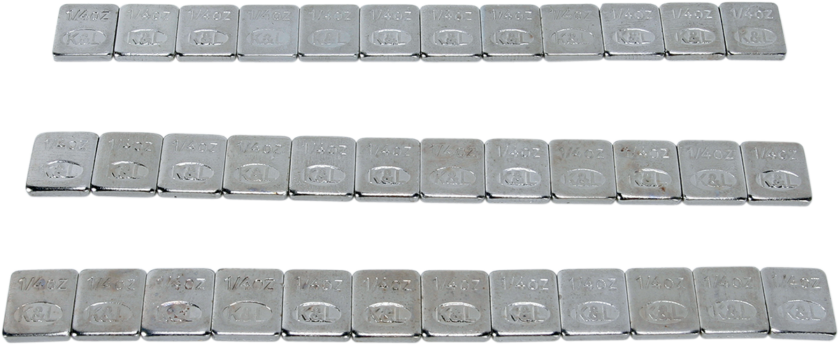K&L Supply Chrome Rectangle Adhesive Stick-On Wheel Weights - 36 Pack Part #32-2434