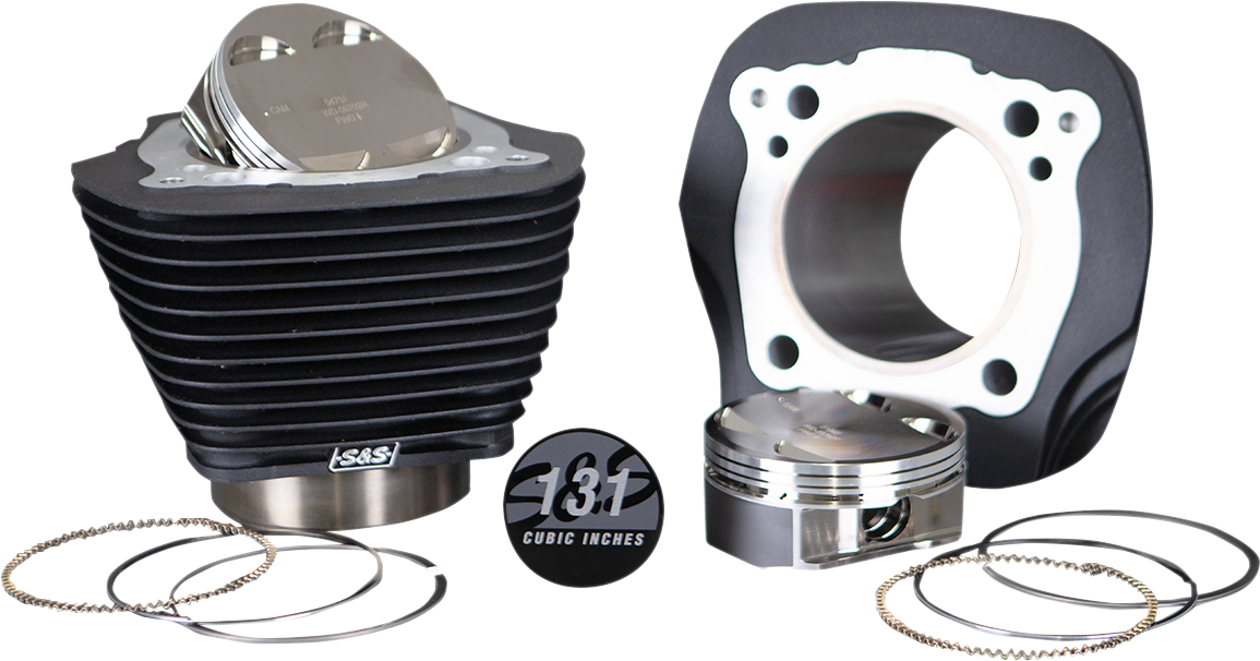 S&S Cycle 131" Stroker Cylinder & Piston Kit – Wrinkle Black Finish for M8 Engines (Part #910-0763)