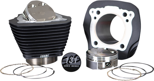 S&S Cycle 131" Stroker Cylinder & Piston Kit – Wrinkle Black Finish for M8 Engines (Part #910-0763)