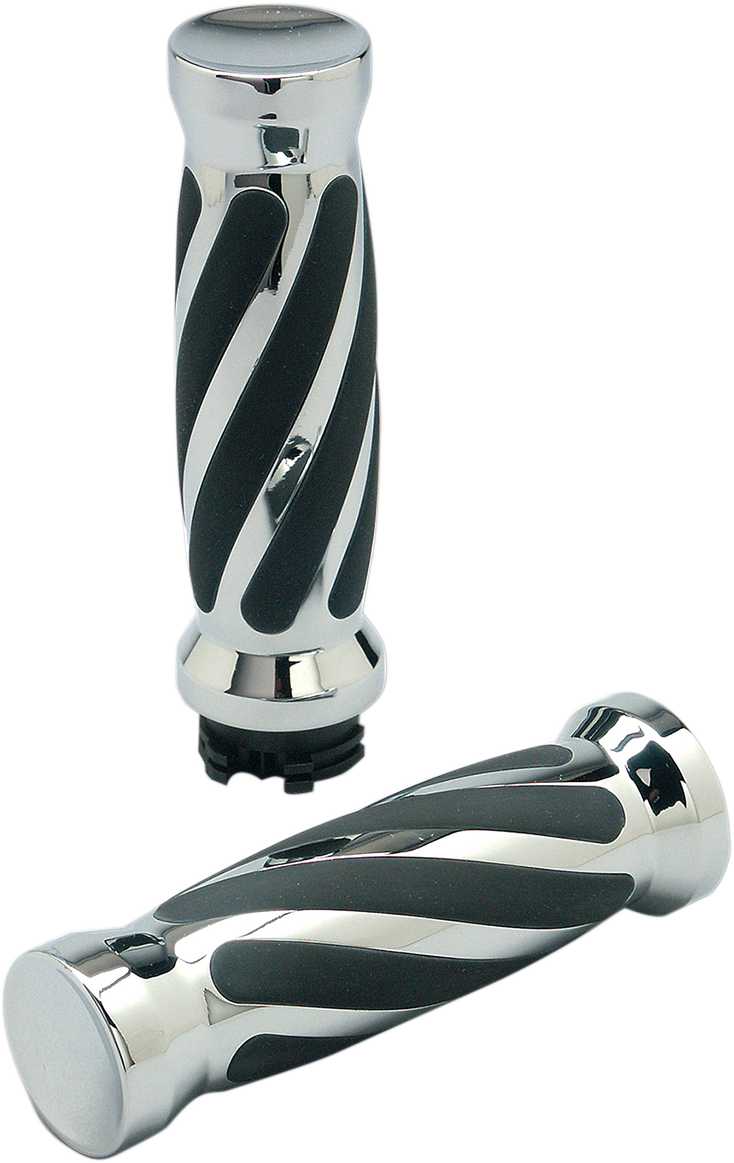 PRO-ONE PERF.MFG. Custom Twisted Rubber Grips - TBW - Chrome (Part #490011)