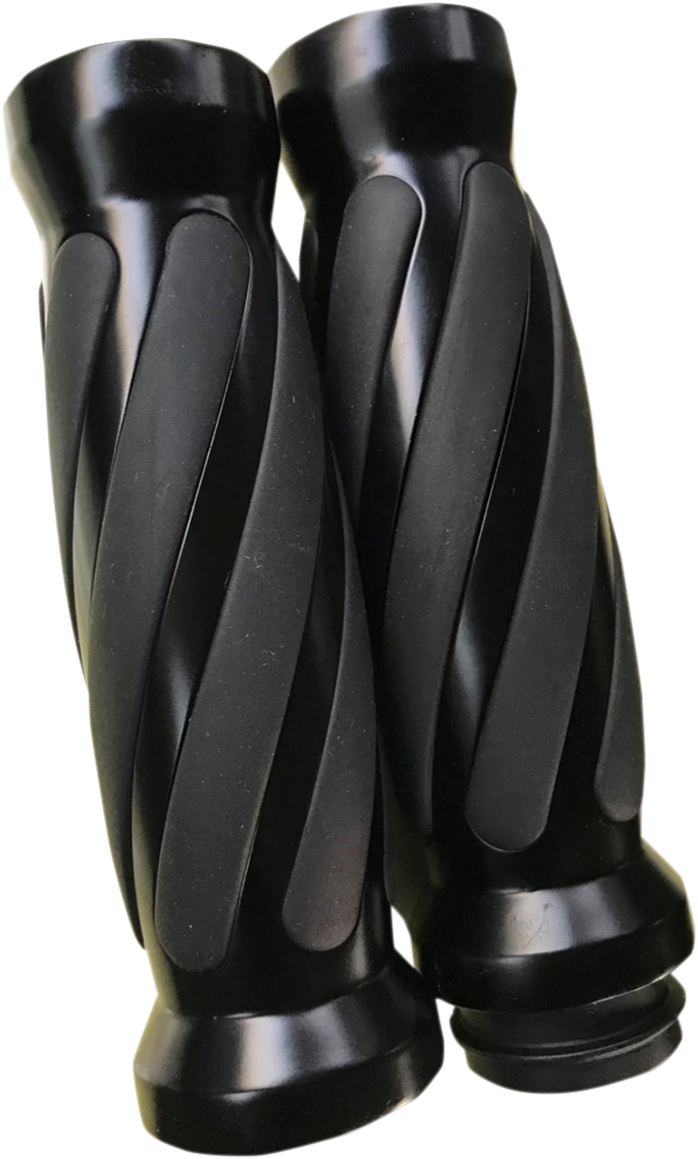 PRO-ONE PERF.MFG. Custom Twisted Rubber Grips - TBW - Black (Part Number 490011B)