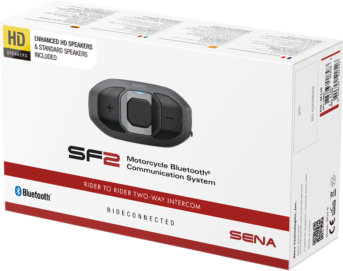 SENA SF2 Bluetooth Headset - 2-Way Intercom with Dual Speakers and Smartphone Connectivity