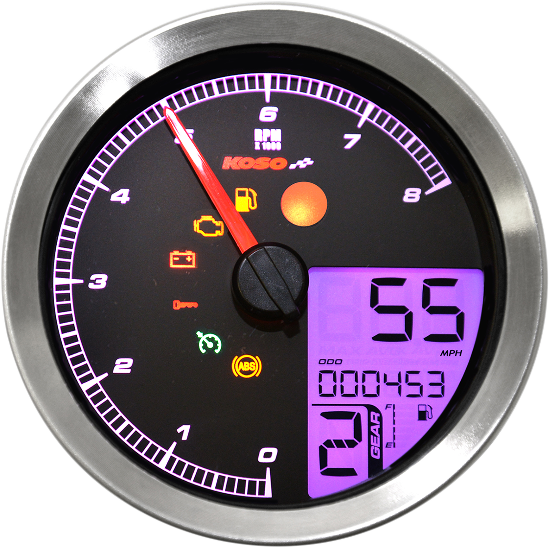KOSO NORTH AMERICA Multi-Function Speedometer/Tachometer - HD-04 - Chrome BA051201
