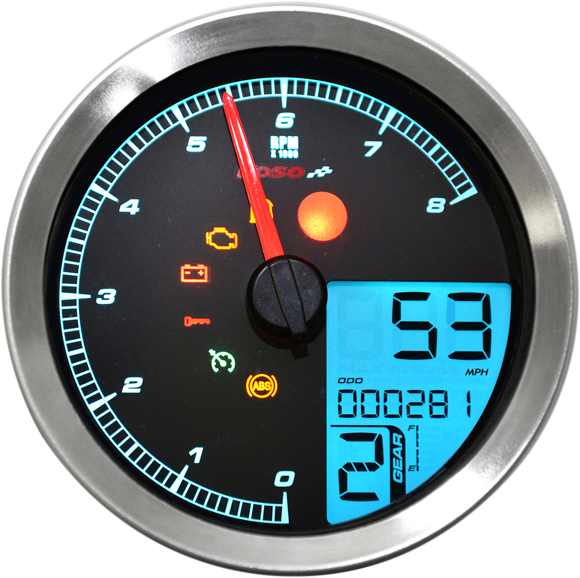 KOSO NORTH AMERICA Multi-Function Speedometer/Tachometer - HD-04 - Chrome BA051201