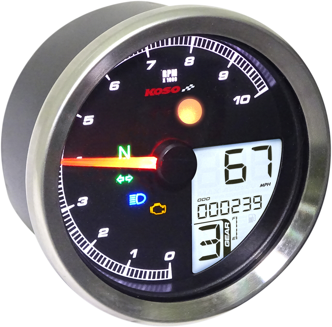 KOSO NORTH AMERICA Multi-Function Speedometer/Tachometer - HD-04 - Black BA051211