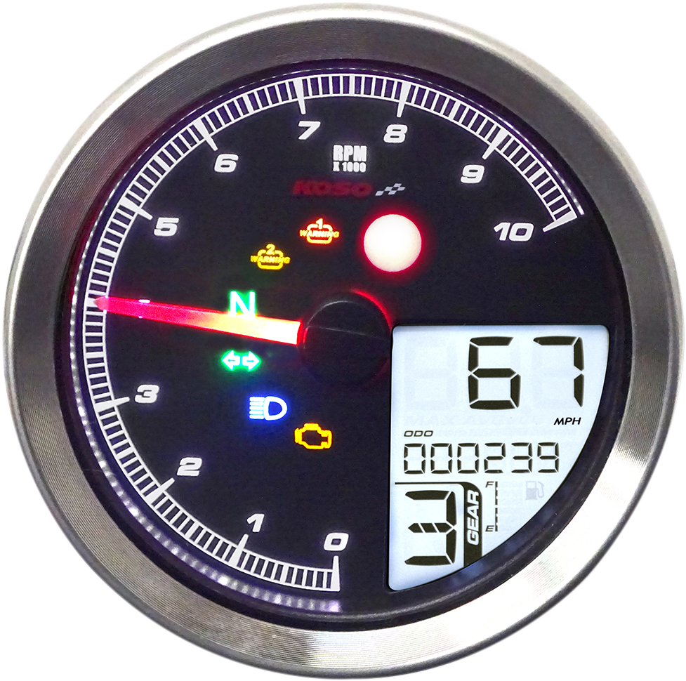 KOSO NORTH AMERICA Multi-Function Speedometer/Tachometer - HD-04 - Black BA051211