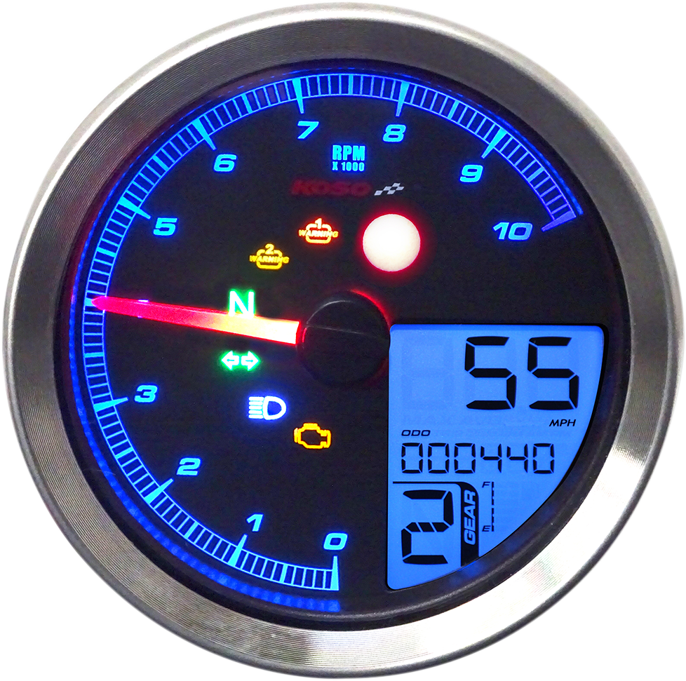 KOSO NORTH AMERICA Multi-Function Speedometer/Tachometer - HD-04 - Black BA051211