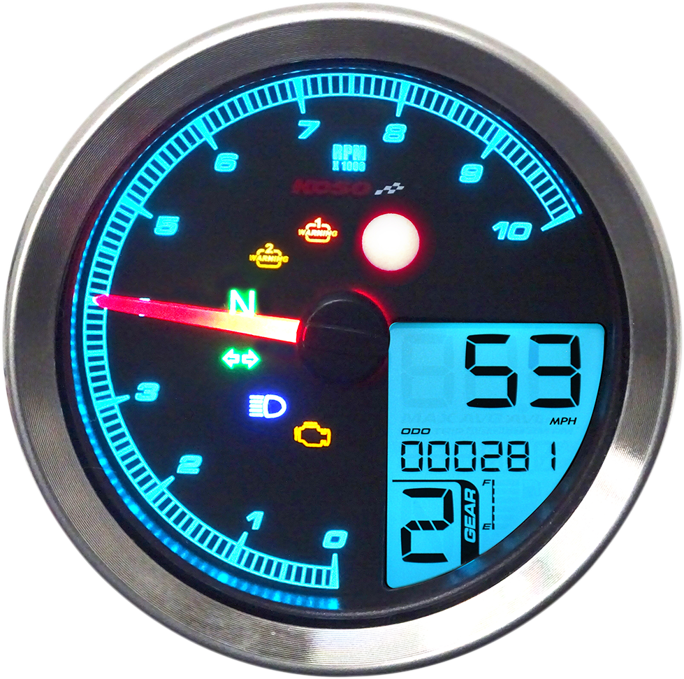 KOSO NORTH AMERICA Multi-Function Speedometer/Tachometer - HD-04 - Black BA051211