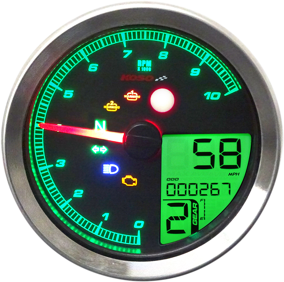 KOSO NORTH AMERICA Multi-Function Speedometer/Tachometer - HD-04 - Black BA051211