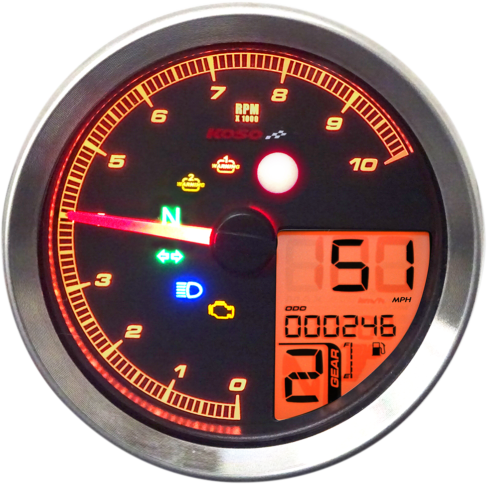 KOSO NORTH AMERICA Multi-Function Speedometer/Tachometer - HD-04 - Black BA051211
