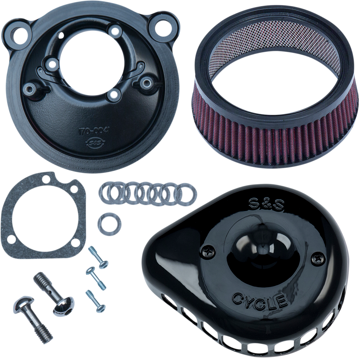 S&S CYCLE Mini Teardrop Stealth Air Cleaner Kit - Gloss Black 170-0440C
