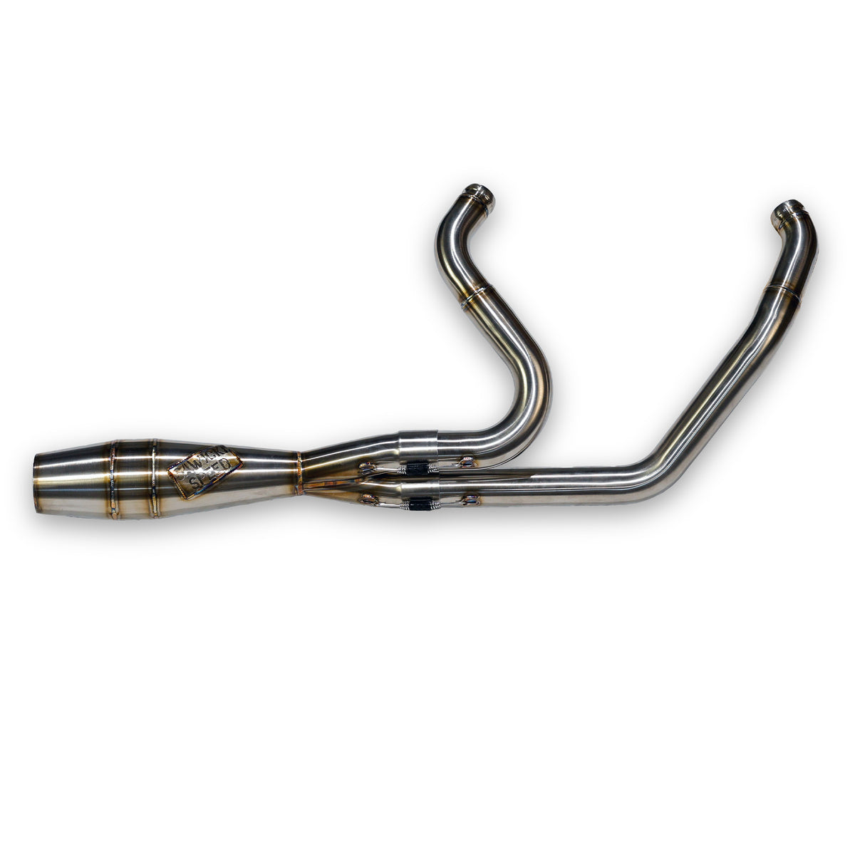 Sawicki 930-02601 Shorty Cannon Brushed Stainless Steel Headers for Harley-Davidson M8 Touring