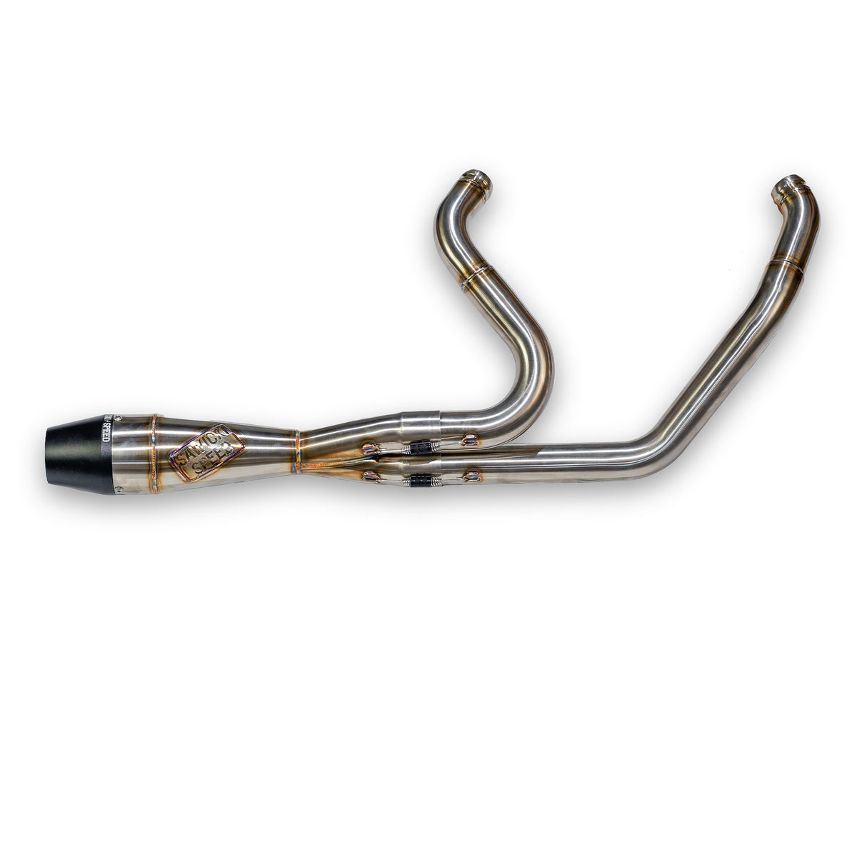 SAWICKI 930-02600 M8 FLT Shorty Brushed Stainless Steel Exhaust with Black End Cap