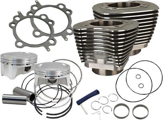 S&S Cycle 107-Inch Big Bore Cylinder Kit for Twin Cam Engines - Wrinkle Black, Part 910-0500