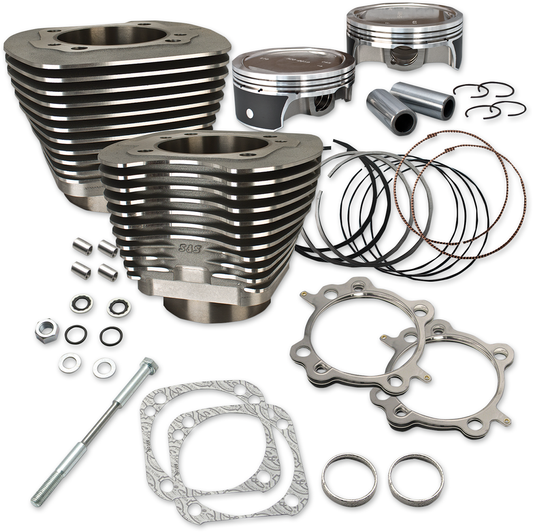 S&S CYCLE 124" Big Bore Cylinder Kit - Wrinkle Black for Twin Cam 910-0338