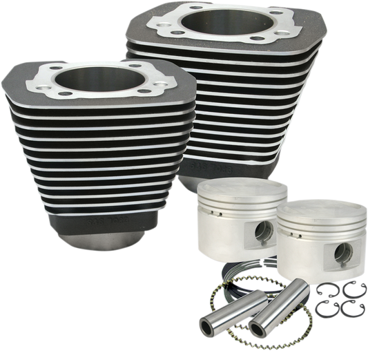 S&S Cycle 80-Inch Evolution Big Twin Cylinder & Piston Kit - Wrinkle Black - Part 910-0182