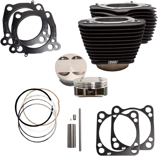 S&S CYCLE 128 Inch Big Bore Cylinder Kit for 114/117 Inch M8 Engines - Wrinkle Black Finish