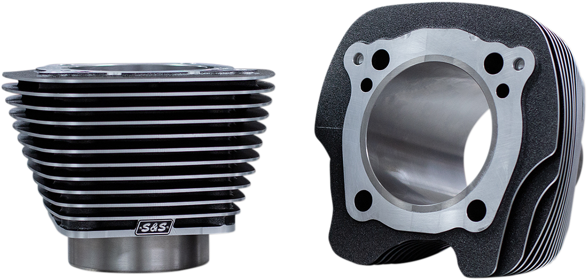 S&S Cycle Big Bore Cylinder Set - 4.25 Inch Black Granite with Highlighted Fins - M8 - Part 910-0739