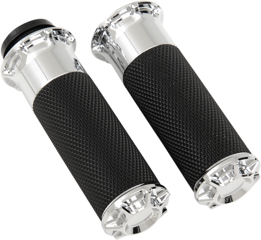 ARLEN NESS Beveled Grips - TBW - Chrome 07-328