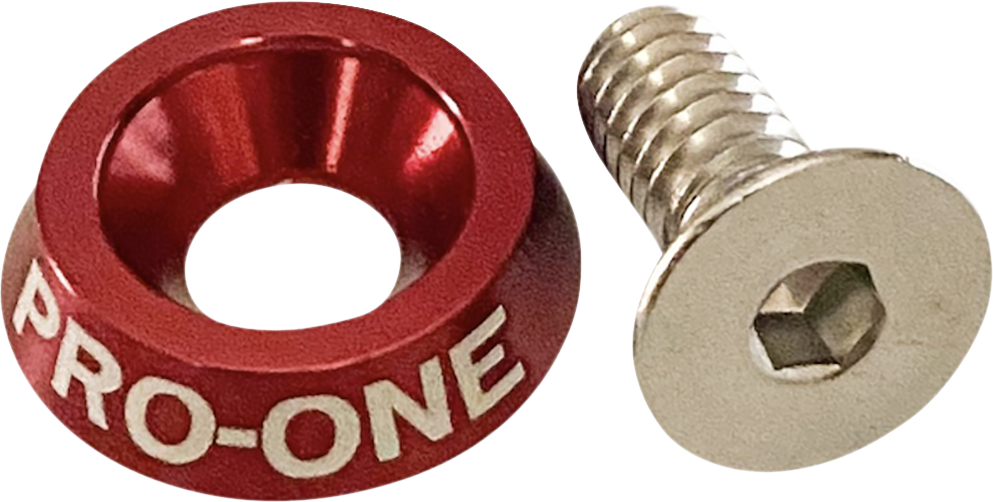 PRO-ONE PERF.MFG. 1/4"-20 Seat Bolt with Anodized Beauty Washer for Harley-Davidson - Red 100200R