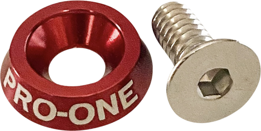 PRO-ONE PERF.MFG. 1/4"-20 Seat Bolt with Anodized Beauty Washer for Harley-Davidson - Red 100200R