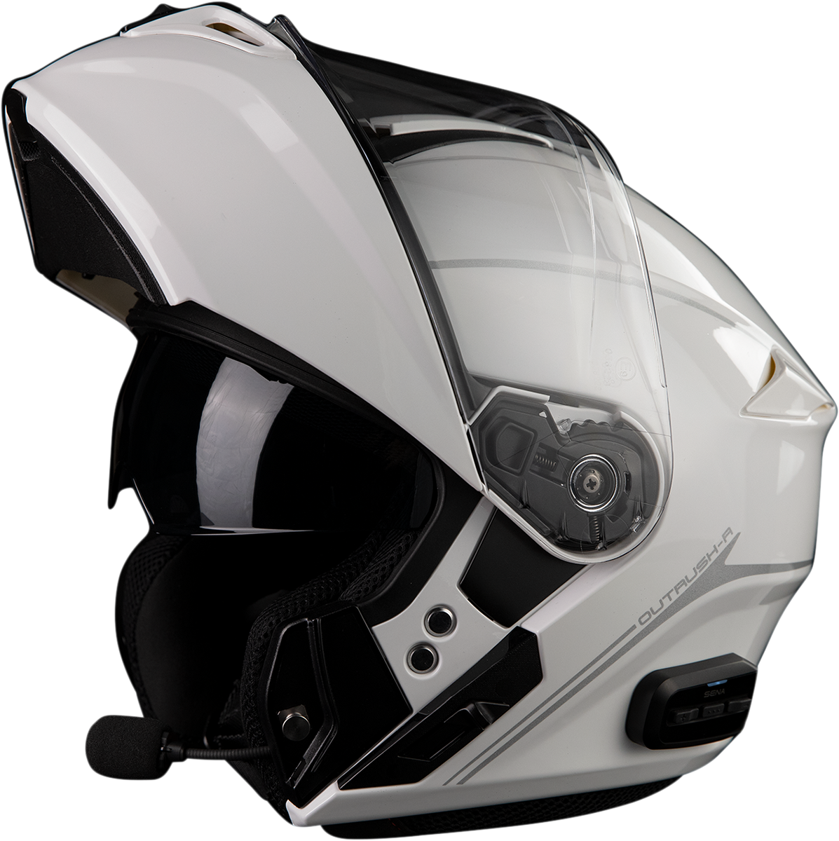 SENA Outrush R Helmet White XL – Model OUTRUSHR-GW0XL3 with Bluetooth 5.0 and HD Speakers