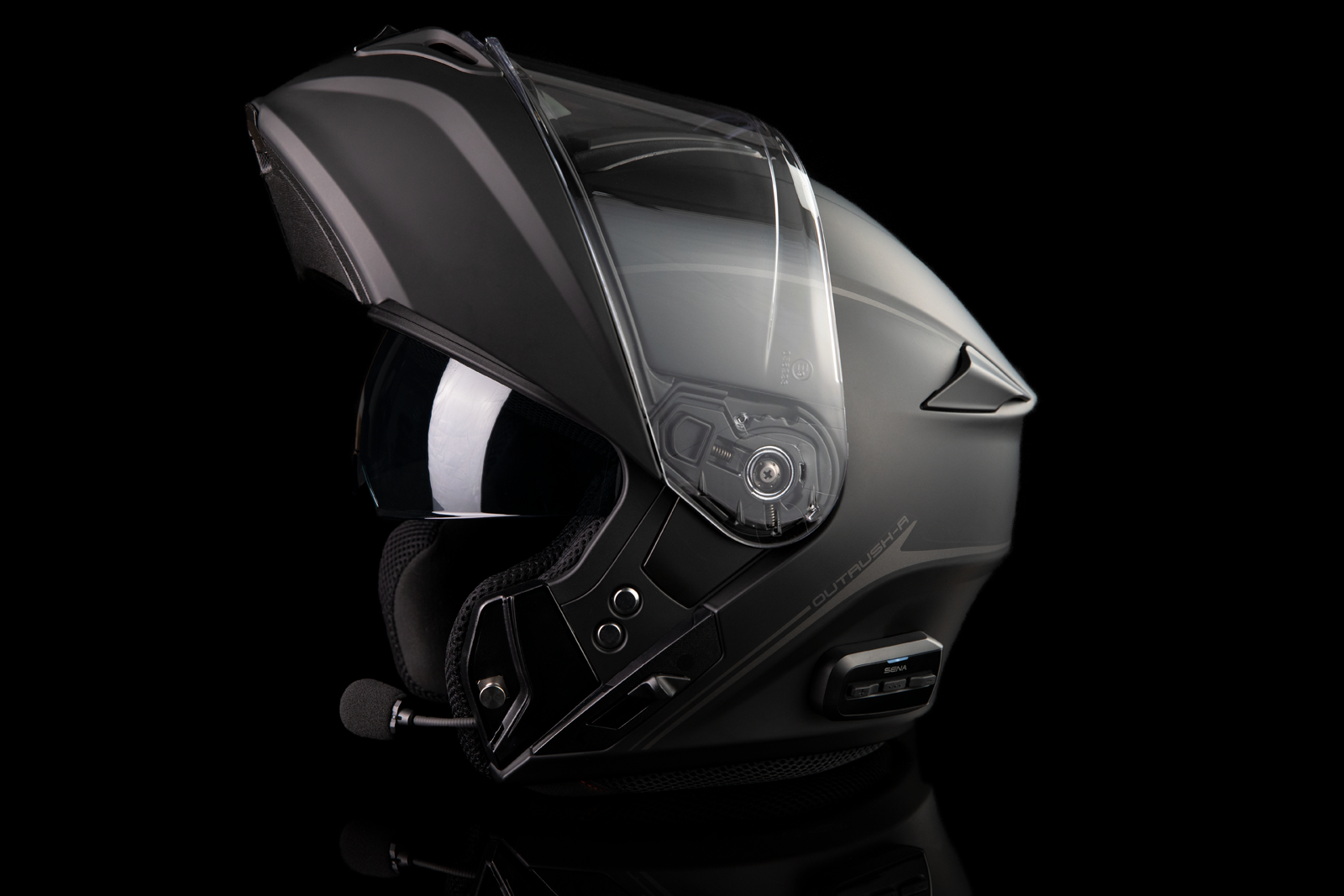 SENA Outrush R Helmet - Black - Medium (Part Number: OUTRUSHR-MB00M3)