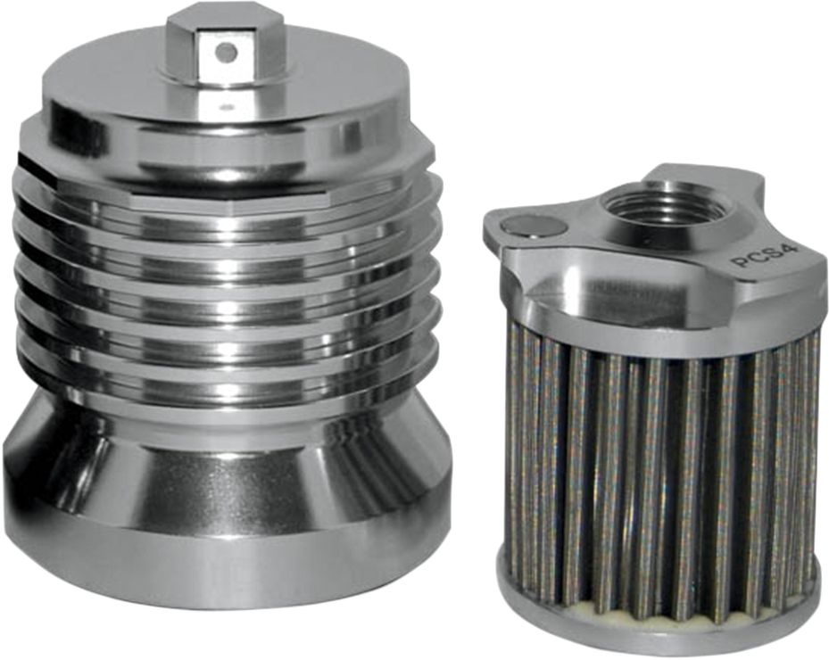 PC RACING Flo® "Spin-on" Oil Filter - Polished Aluminum - Aprilia/BMW/Buell/H-D/Moto Guzzi/Yamaha PCS4C
