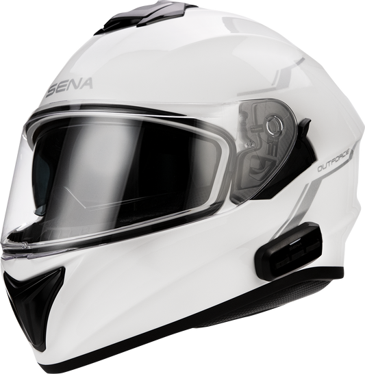 SENA OutForce Helmet Small - Glossy White with Bluetooth 5.0, Clear Visor, and Advanced Ventilation