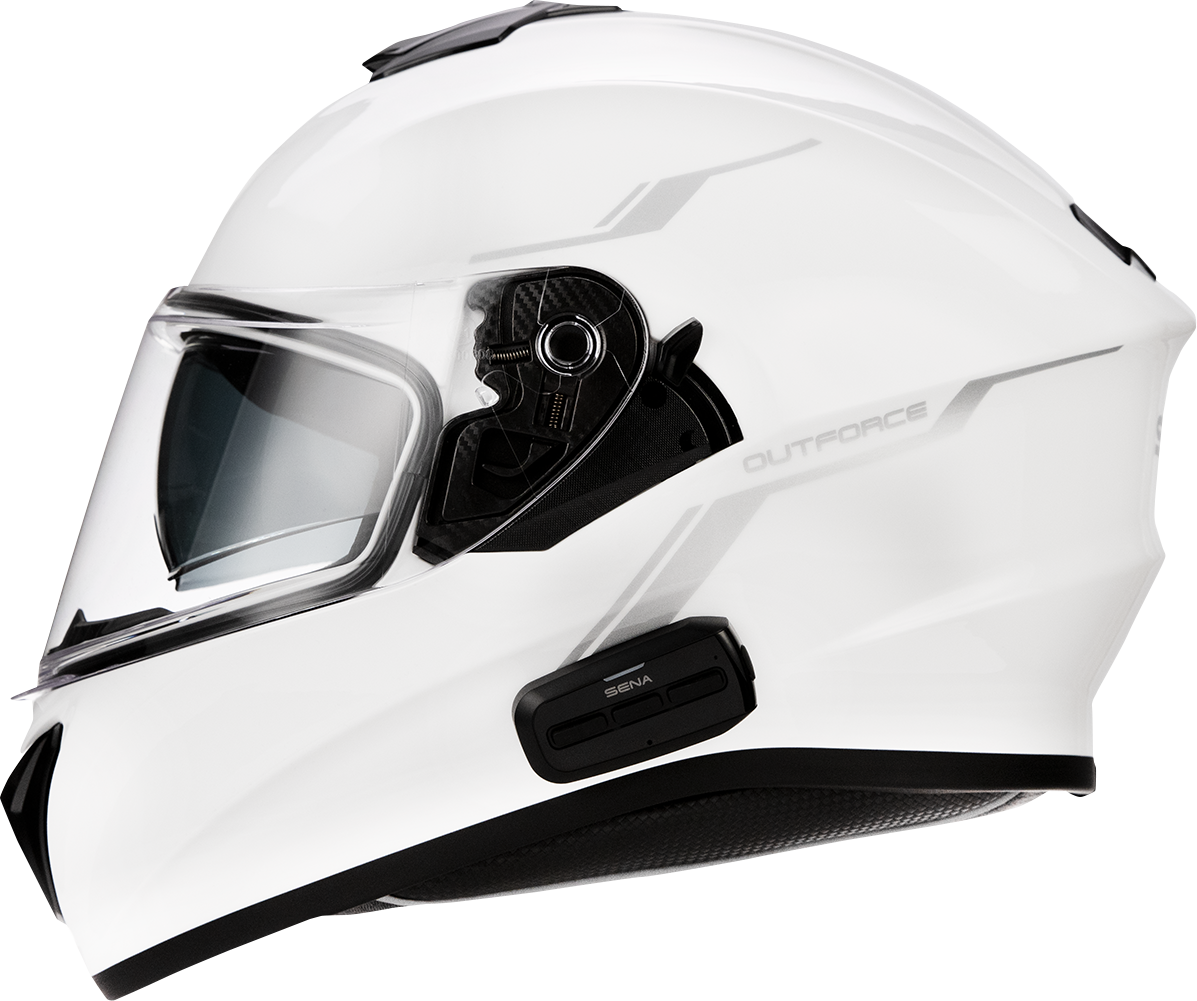 SENA OutForce Helmet Large Glossy White with Bluetooth 5.0 and Integrated Communication