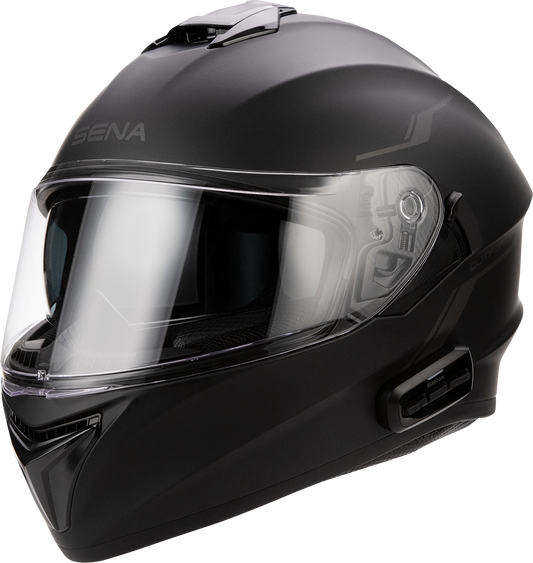 SENA OutForce XL Motorcycle Helmet in Matte Black with Bluetooth 5.0 and Integrated Intercom
