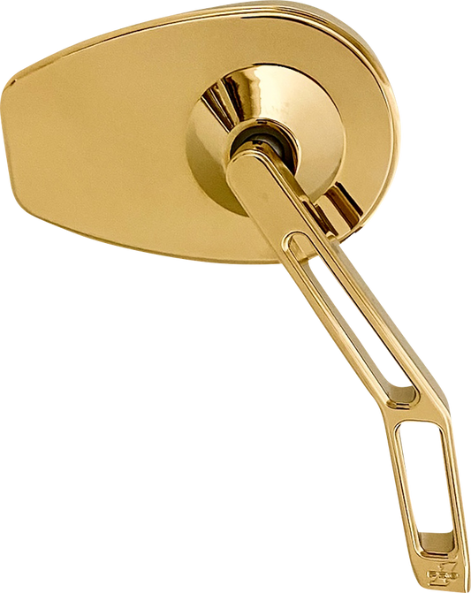 PRO-ONE PERF.MFG. Mirror - Micro w/V2 Cut-Out Stem - Oval - Gold - Right 102110TIN