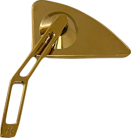 PRO-ONE PERF.MFG. Mini Tear Drop Motorcycle Mirror with V2 Cut-Out Stem - Left, Gold - Part 102120TIN