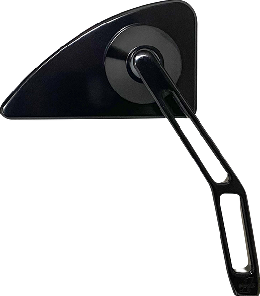PRO-ONE PERF.MFG. Mini Motorcycle Mirror with V2 Cut-Out Stem - Black - Right (Part #102130B)