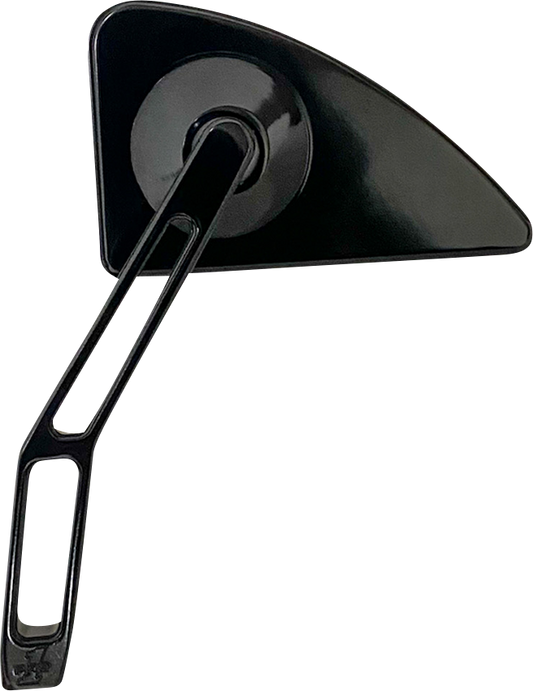 PRO-ONE PERF.MFG. Mini Motorcycle Mirror with V2 Cut-Out Stem - Left Side - Black (Part #102120B)