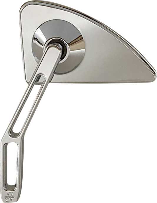 PRO-ONE PERF.MFG. Mini Chrome Motorcycle Mirror with V2 Cut-Out Stem - Left Side, Part 102120