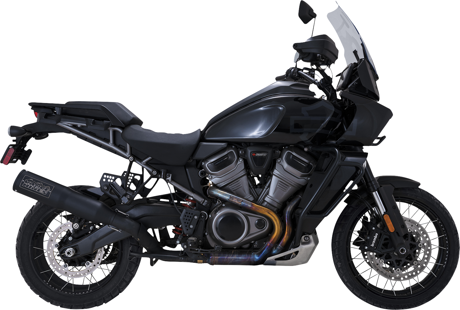 VANCE & HINES Adventure Hi-Output 450 Slip-On Muffler for Revolution Max 1250 - Black Stainless Steel (Part 46533)