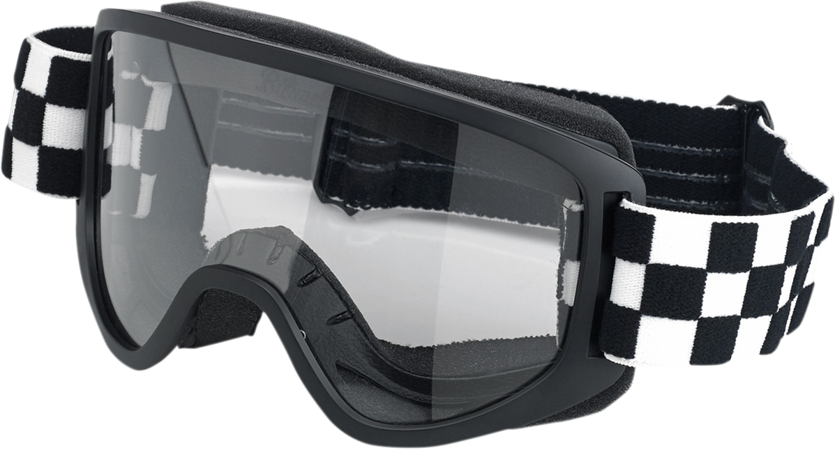 BILTWELL Moto 2.0 Goggle - Checkers - Black - Clear Lens 2101-5101-014