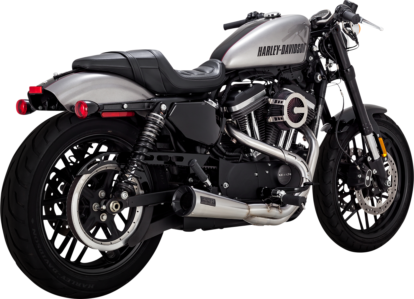 Vance & Hines 27327 2-Into-1 Upsweep Exhaust System - Brushed Stainless Steel