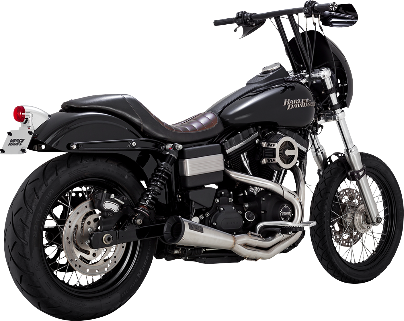 Vance & Hines 27325 2-into-1 Upsweep Exhaust System with PCX Technology in Brushed Stainless Steel