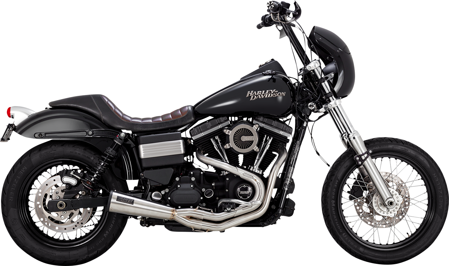 Vance & Hines 27325 2-into-1 Upsweep Exhaust System with PCX Technology in Brushed Stainless Steel