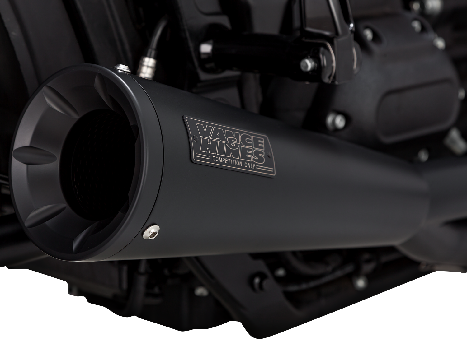VANCE & HINES 2-into-1 Upsweep Exhaust System - Black - Stainless Steel 47323