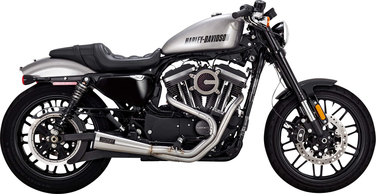 Vance & Hines 27327 2-Into-1 Upsweep Exhaust System - Brushed Stainless Steel