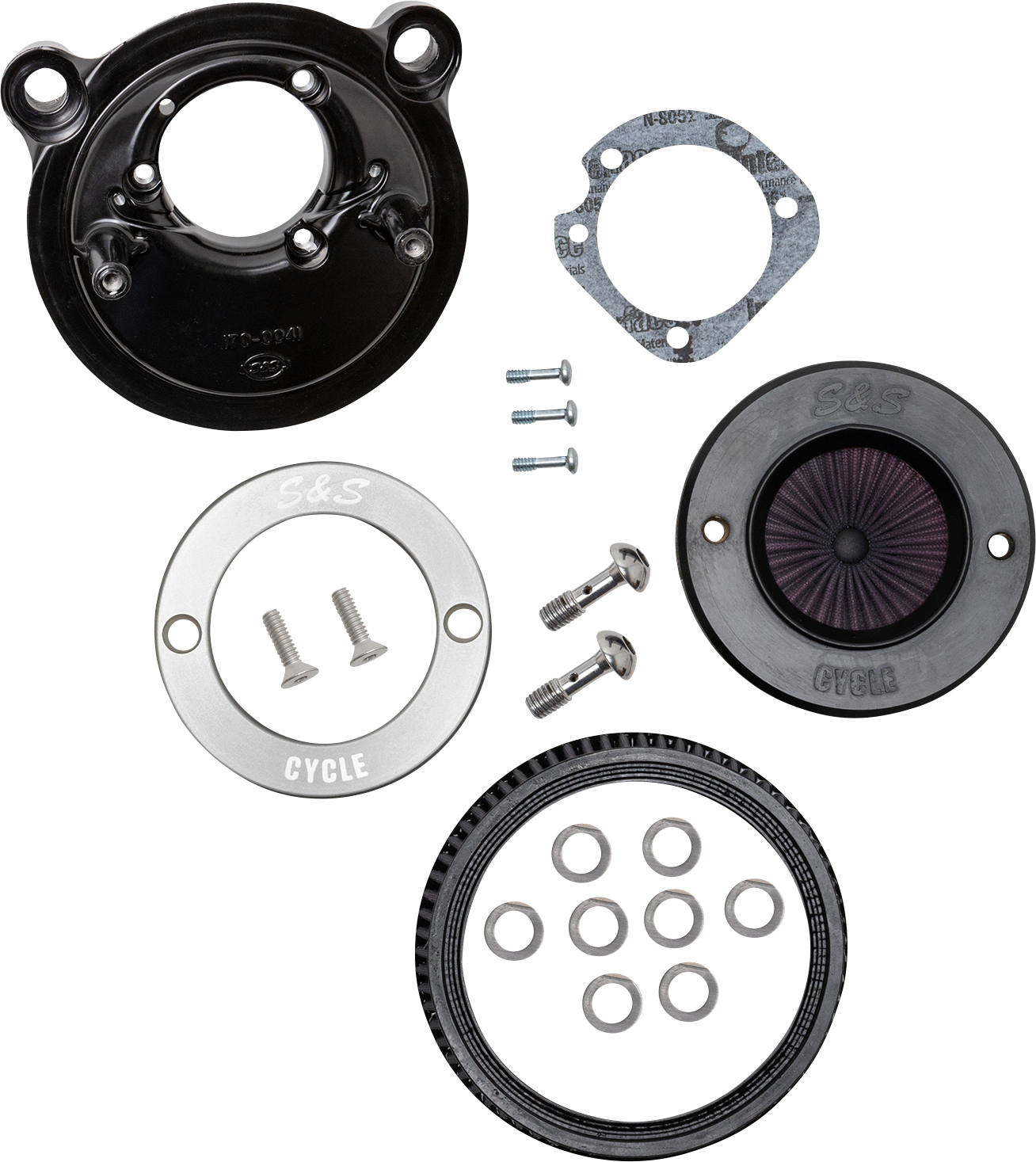 S&S CYCLE Air Stinger Stealth Air Cleaner Kit - Black Chrome Ring 170-0724A