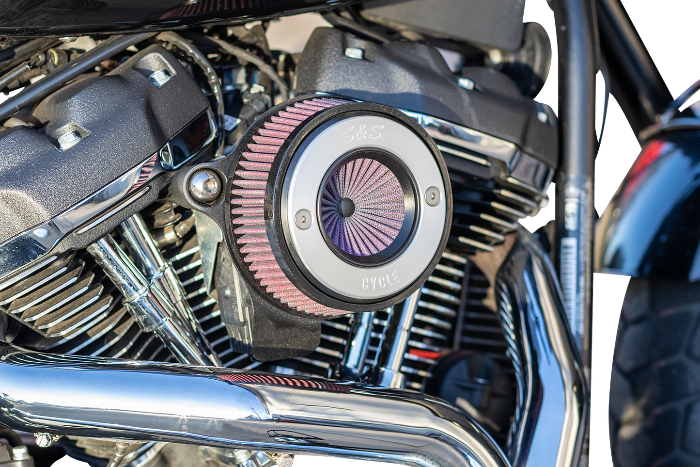 S&S CYCLE Air Stinger Stealth Air Cleaner Kit - Chrome Ring 170-0714A