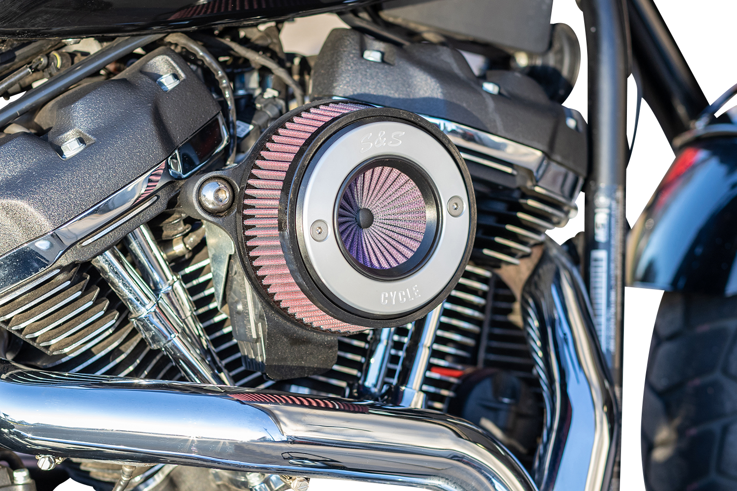 S&S CYCLE Air Stinger Stealth Air Cleaner Kit - Chrome Ring 170-0714A
