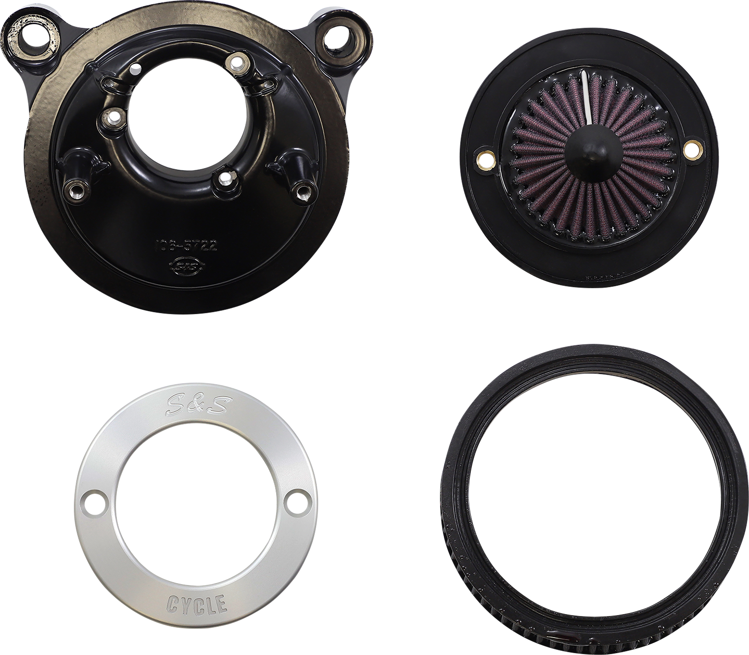 S&S CYCLE Air Stinger Stealth Air Cleaner Kit - Black Chrome Ring 170-0716A