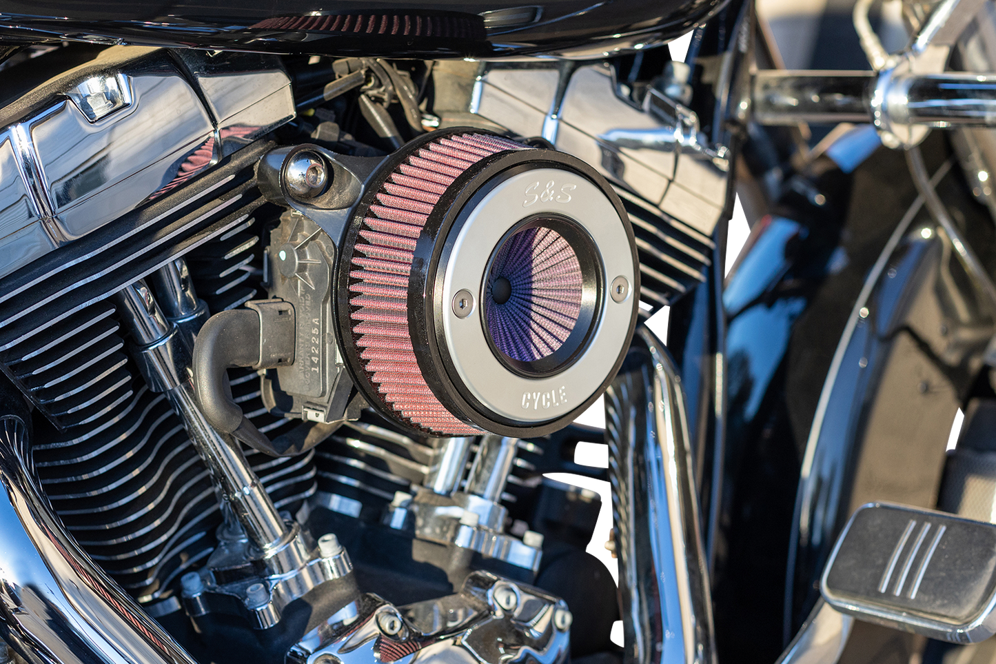 S&S CYCLE Air Stinger Stealth Air Cleaner Kit - Chrome Ring 170-0715A