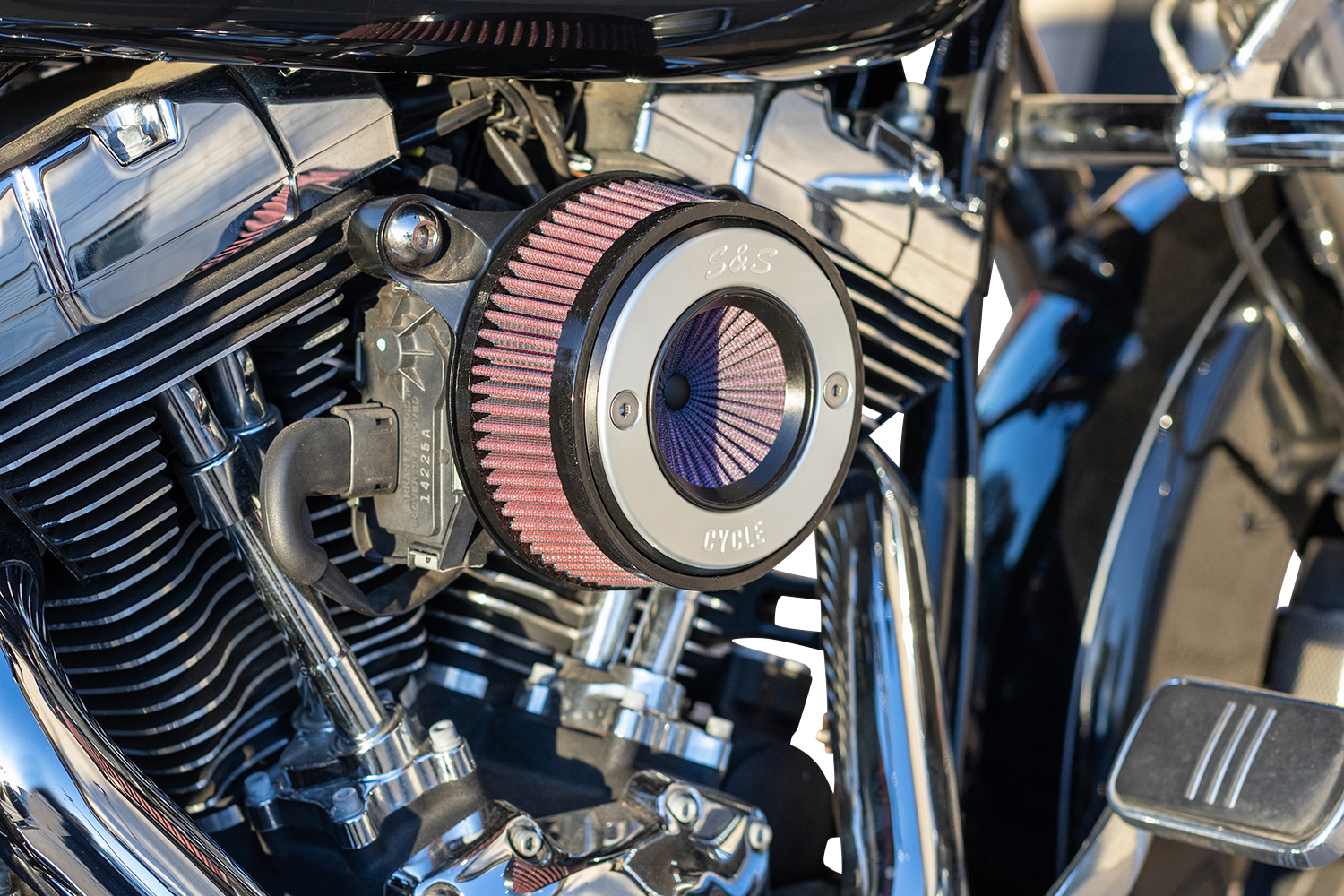 S&S CYCLE Air Stinger Stealth Air Cleaner Kit - Chrome Ring 170-0715A