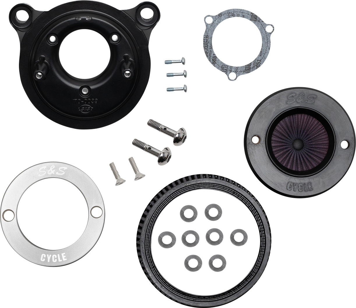 S&S CYCLE Air Stinger Stealth Air Cleaner Kit - Chrome Ring 170-0715A